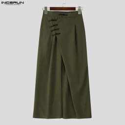 INCERUN Men Wide Leg Pants Patchwork Button Joggers Casual Trousers Man Streetwear 2026 Fashion Long Pants For Man Pantalones
