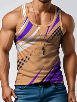 Stripe Plaid 3D Printed Tank Tops 2026 New Fashion Men's Tops Tees Sleeveless Fitness Vest Men Harajuku Streetwear GYM T-shirt