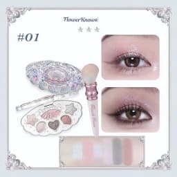 Flower Knows Little Angel Eye Shadow Palette Glitter Shimmer Palette for Eye Long Lasting 9 Color Eyeshadow Full Professional