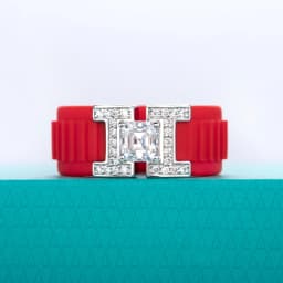 AnuJewel 5.5x5.5mm Asscher Moissanite Inlaid Silicone Ring 925 Sterling Silver Rubber Comfort Fit Wedding Ring for Women Men