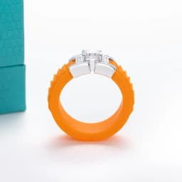 AnuJewel 5.5x5.5mm Asscher Moissanite Inlaid Silicone Ring 925 Sterling Silver Rubber Comfort Fit Wedding Ring for Women Men