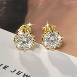 Lnngy Certified 6.5MM/8MM Moissanite Stud Earring 14K Gold Filled Solitaire Earrings for Women Romantic Dazzling Jewelry Gift