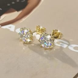 Lnngy Certified 6.5MM/8MM Moissanite Stud Earring 14K Gold Filled Solitaire Earrings for Women Romantic Dazzling Jewelry Gift