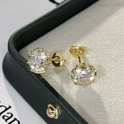 Lnngy Certified 6.5MM/8MM Moissanite Stud Earring 14K Gold Filled Solitaire Earrings for Women Romantic Dazzling Jewelry Gift