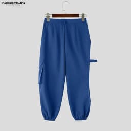 INCERUN Men Pants Solid Button Hollow Out Fashion Cargo Pants For Man Streetwear Joggers 2026 Fashion Casual Trousers Pantalones