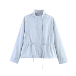 Women's Jacket 2026 New Fashion Long-Sleeve Drawstring Waist Stand-Collar Jacket Casual Chic Personality Autumn Ladies Coat