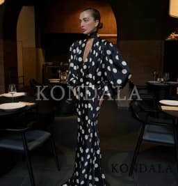 KONDALA Women Trendy Polka Dot Skirt Set Scarf Collar V-Neck Pullover Shirts Long Skirt New Fashion 2026 Spring Summer Mujer Set