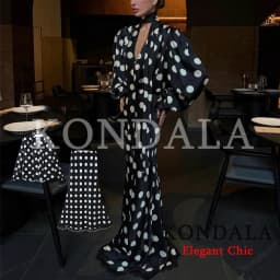 KONDALA Women Trendy Polka Dot Skirt Set Scarf Collar V-Neck Pullover Shirts Long Skirt New Fashion 2026 Spring Summer Mujer Set