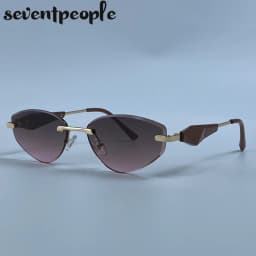 Sexy Cat Eye Rimless Punk Sunglasses Women New 2026 Luxury Designer Trendy Frameless Polygon Sun Glasses Vintage Metal Shades