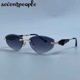 Sexy Cat Eye Rimless Punk Sunglasses Women New 2026 Luxury Designer Trendy Frameless Polygon Sun Glasses Vintage Metal Shades