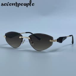 Sexy Cat Eye Rimless Punk Sunglasses Women New 2026 Luxury Designer Trendy Frameless Polygon Sun Glasses Vintage Metal Shades