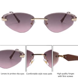 Sexy Cat Eye Rimless Punk Sunglasses Women New 2026 Luxury Designer Trendy Frameless Polygon Sun Glasses Vintage Metal Shades