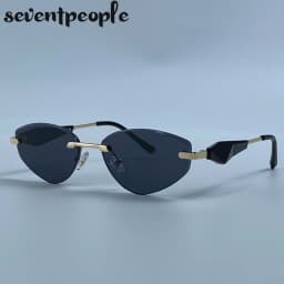 Sexy Cat Eye Rimless Punk Sunglasses Women New 2026 Luxury Designer Trendy Frameless Polygon Sun Glasses Vintage Metal Shades