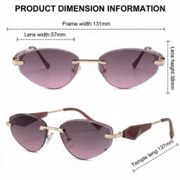Sexy Cat Eye Rimless Punk Sunglasses Women New 2026 Luxury Designer Trendy Frameless Polygon Sun Glasses Vintage Metal Shades