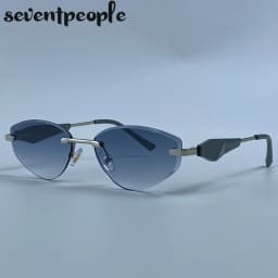 Sexy Cat Eye Rimless Punk Sunglasses Women New 2026 Luxury Designer Trendy Frameless Polygon Sun Glasses Vintage Metal Shades