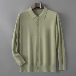 100% pure wool autumn sweater cardigan men Korean fashion solid color sweater loose men's shirt collar coat.