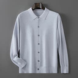 100% pure wool autumn sweater cardigan men Korean fashion solid color sweater loose men's shirt collar coat.