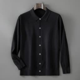 100% pure wool autumn sweater cardigan men Korean fashion solid color sweater loose men's shirt collar coat.