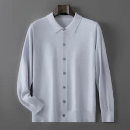 100% pure wool autumn sweater cardigan men Korean fashion solid color sweater loose men's shirt collar coat.