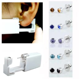 24pcs 316L Stainless Steel Disposable Safe No Pain Ear Nose Piercing Kit Sterile Ear Studs Piercing Gun Tool Piercer Jewelry