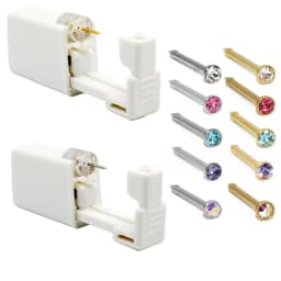 24pcs 316L Stainless Steel Disposable Safe No Pain Ear Nose Piercing Kit Sterile Ear Studs Piercing Gun Tool Piercer Jewelry