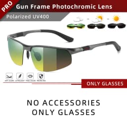CLLOIO Photochromic Sunglasses Men Polarized Driving Chameleon Glasses Rimless Night Vision Outdoor Sport Travel Fishing Goggle