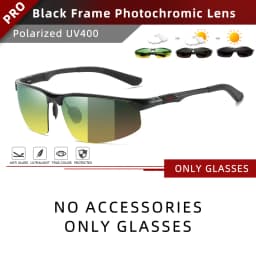 CLLOIO Photochromic Sunglasses Men Polarized Driving Chameleon Glasses Rimless Night Vision Outdoor Sport Travel Fishing Goggle