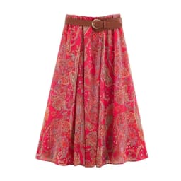Elegant Chic Print Women Sets Comfortable Bow Halter Tops Belt Midi Skirts 2026 Summer Street Holiday Fashion Suits