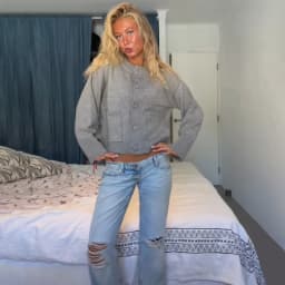 Women Oversized Cropped Knit Cardigan Round Neck Button Front Pocket Flare Sleeve Loose Cozy Sweater Casual Street Outerwear