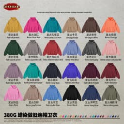 ZODF Vintage Autumn Batik Washed Hooded Hoodies For Men Unisex Distressed 380gsm Cotton Solid Pullovers Outfits HY1288