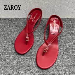 Luxury Designer Wedge Women's Flip Flops Slippers 6cm High Heel Clip Toe Sandals Fashion Buckle Red Chunky Slides шлепки женские
