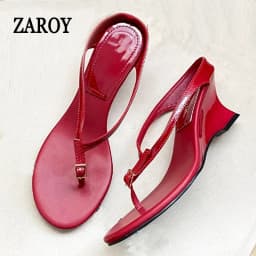 Luxury Designer Wedge Women's Flip Flops Slippers 6cm High Heel Clip Toe Sandals Fashion Buckle Red Chunky Slides шлепки женские