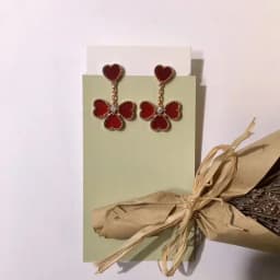 ES 2025 Hot Brand FashionParty Jewelry For Women Gold Color Red Heart Rings Earrings Jewelry Heart Flower Jewelry Set