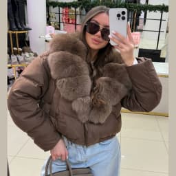 Luxury Thick Faux Fox Fur Collar Cropped Puffer Coat Women Oversized Lapel Zip Up Short Warm Windproof Winter Outerwear Jacket