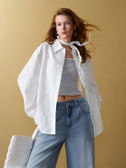 FSLE【Premium Series】Women Vintage Maximalist Embroidered White Blouse Skirt Set Romantic Ruffle Sleeve Shirt Heritage Chic Style