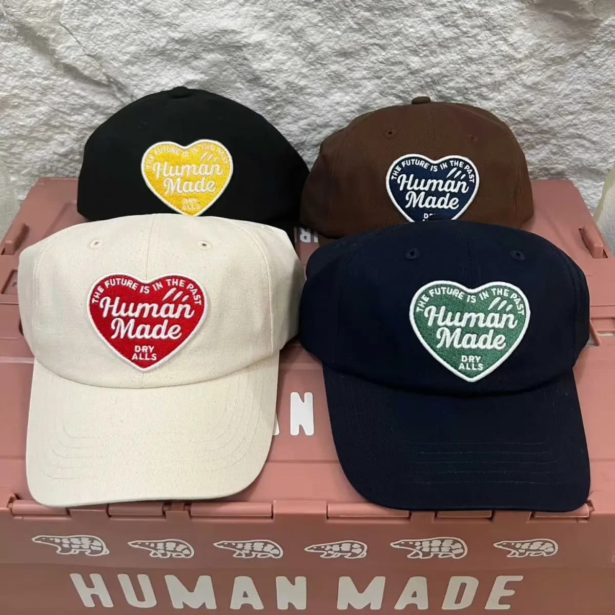 Human Made 2026 New Applique Heart Embroidery Vintage Japanese Curved Brim Baseball Cap Ins Couples Unisex Fashion Peaked Hat