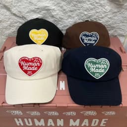 Human Made 2026 New Applique Heart Embroidery Vintage Japanese Curved Brim Baseball Cap Ins Couples Unisex Fashion Peaked Hat