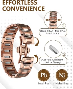 ARADOO Pure Copper Magnetic Bracelets for Men with 5X Strength 5000 Gauss Magnets Wristband Jewelry Gifts