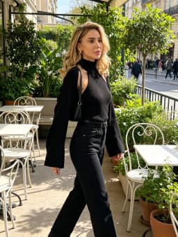 Bornladies Women's Two-Piece High Neck Sleeveless Vest And Long Sleeves Are Suitable For Daily Commuting Wear On Dates