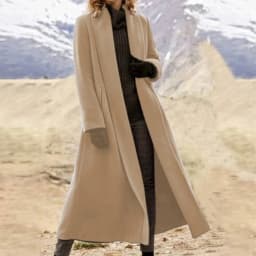 Plus Size Extra Long Woolen Coat Women, Loose Casual Wool Blend Trench Outerwear