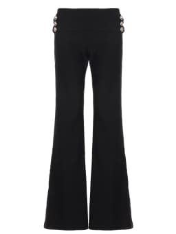 Women's Flare Pants Low Waist Slim Fit Y2K Metal Button Design Casual