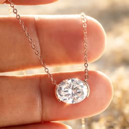 Smyoue New 1-3CT Pass Test Oval Cut Moissanite Necklace for Women Rose Gold Plated Wedding Solitaire Pendant 925 Sterling Silver