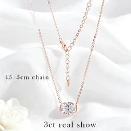 Smyoue New 1-3CT Pass Test Oval Cut Moissanite Necklace for Women Rose Gold Plated Wedding Solitaire Pendant 925 Sterling Silver