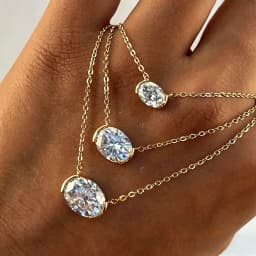 COSYA 1/2/3CT Oval Cut Moissanite Necklace for Women S925 Silver Plated 18K Gold East West Solitaire Chain Dianty Fine Jewelry