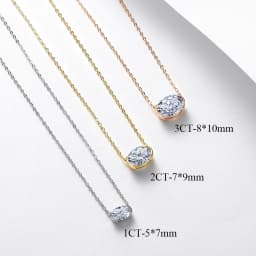 COSYA 1/2/3CT Oval Cut Moissanite Necklace for Women S925 Silver Plated 18K Gold East West Solitaire Chain Dianty Fine Jewelry