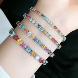 Luxury 3/4/5/6.5MM Colored Rainbow Tennis Moissanite Bracelets Plated Gold 925 Sterling Silver Fine Jewelry Gift Certified