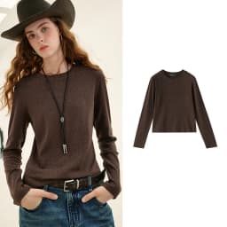TOYOUTH Women's Slub Cotton T Shirt 2026 Fall New Arrival Mousse Soft Crew Neck Multi Color Versatile Casual Layering Top