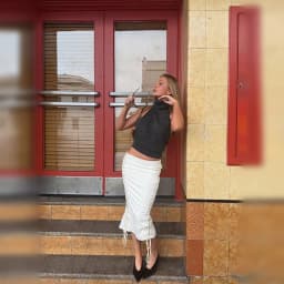 Women Double Side Lace Up Midi Skirt Metal Eyelet Crisscross Tie Bodycon Pencil Skirt Slim High Waist Streetwear Mid Calf Skirt