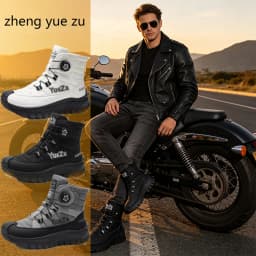Functional Knob-Adjustable Motorcycle Riding High-Top Boots, Thick-Soled Motorcycle Shoes, Outdoor Off-Road Work Boots, Trendy Motorcycle Shoes