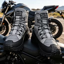 Functional Knob-Adjustable Motorcycle Riding High-Top Boots, Thick-Soled Motorcycle Shoes, Outdoor Off-Road Work Boots, Trendy Motorcycle Shoes